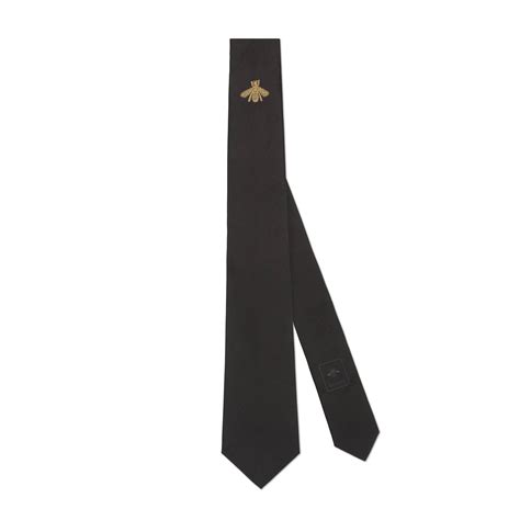 Black Silk Bee Embroidered Tie 